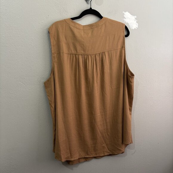 Torrid Harper Linen Pullover Tank Top V Neck Tan Brown Size 3X - Picture 3 of 9